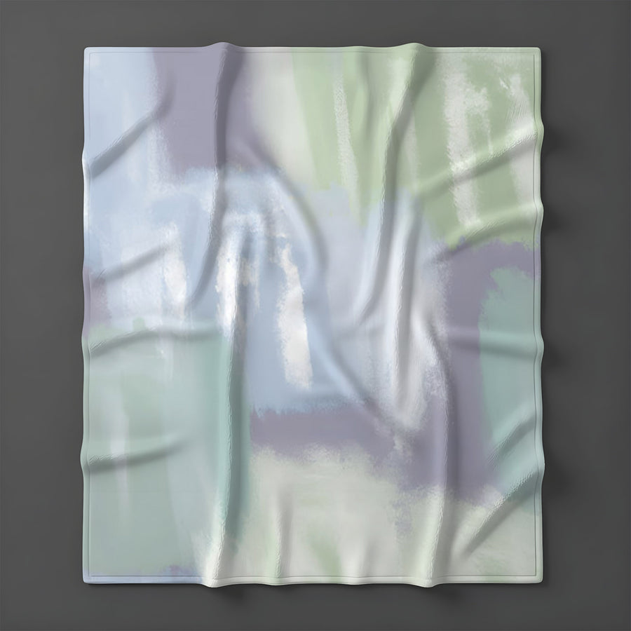 Soft Blue and Green Abstract Texture Pattern Fleece Sherpa Blanket