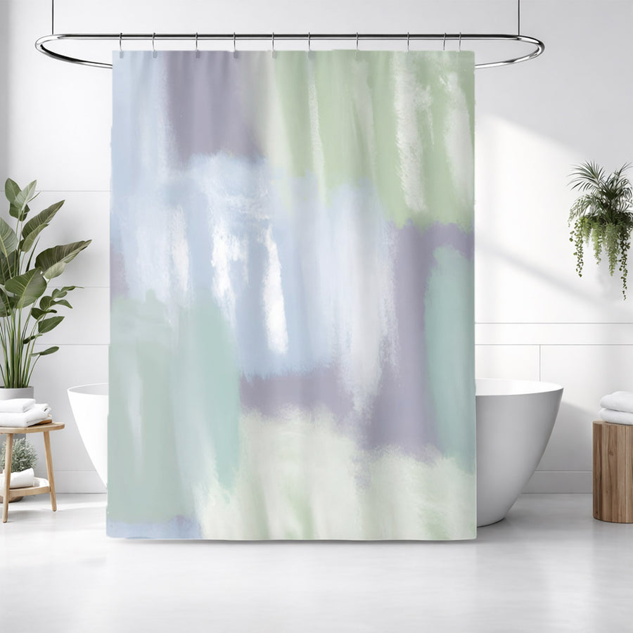 Soft Blue and Green Abstract Texture Pattern Shower Curtain