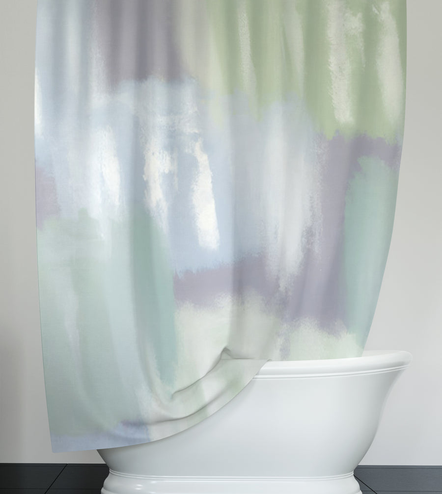 Soft Blue and Green Abstract Texture Pattern Shower Curtain