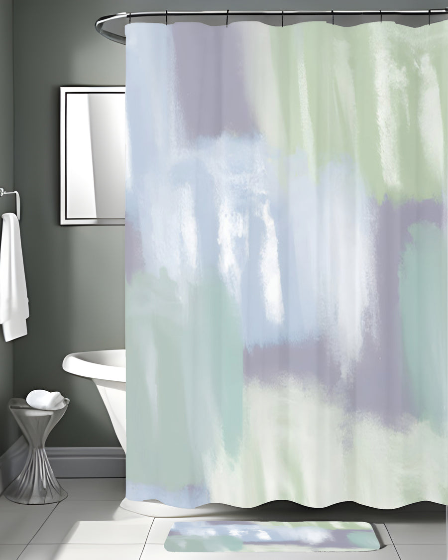 Soft Blue and Green Abstract Texture Pattern Shower Curtain