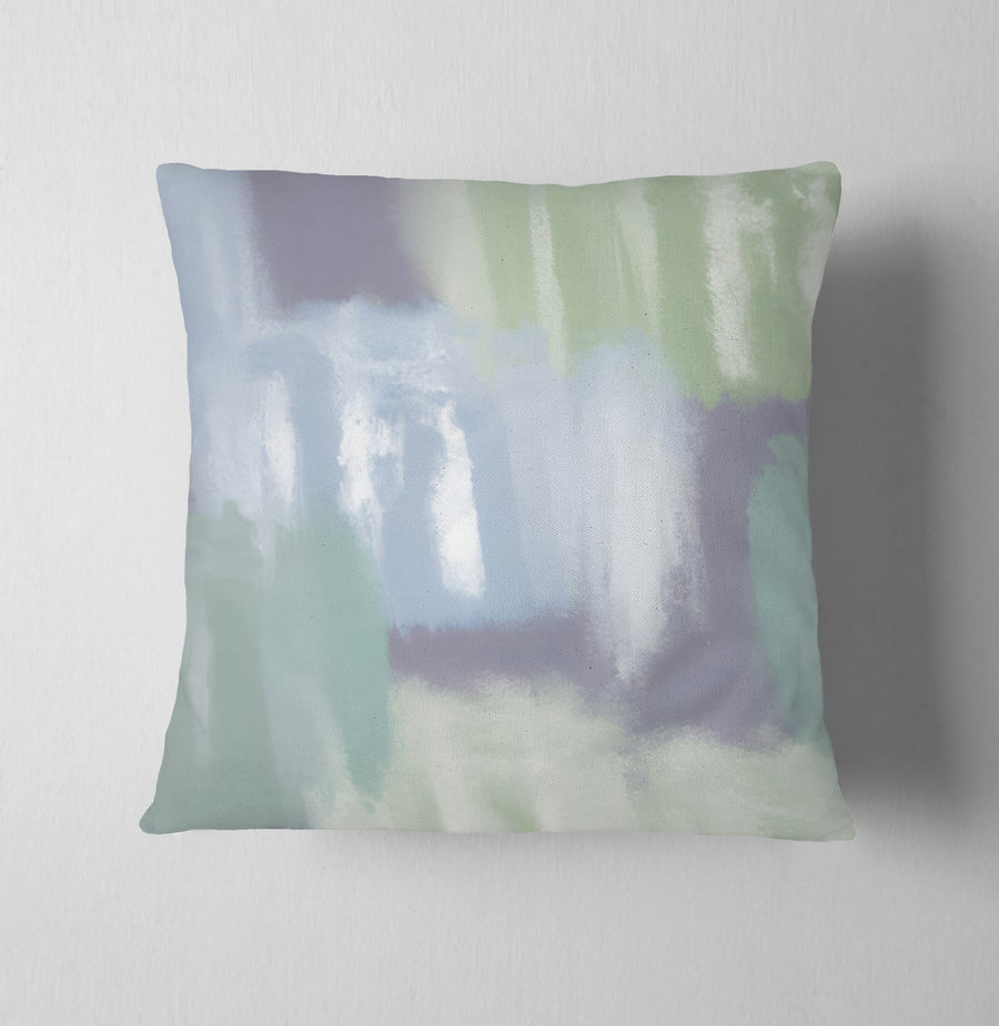 Soft Blue and Green Abstract Texture Pattern Throw Pillow Cover
