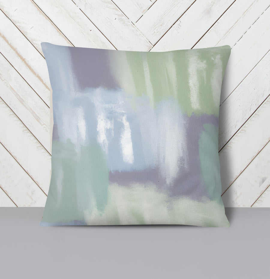 Soft Blue and Green Abstract Texture Pattern Throw Pillow Cover
