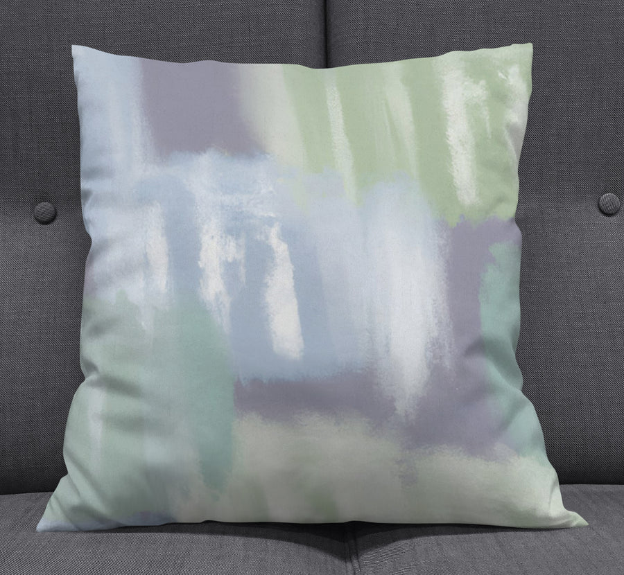 Soft Blue and Green Abstract Texture Pattern Throw Pillow Cover