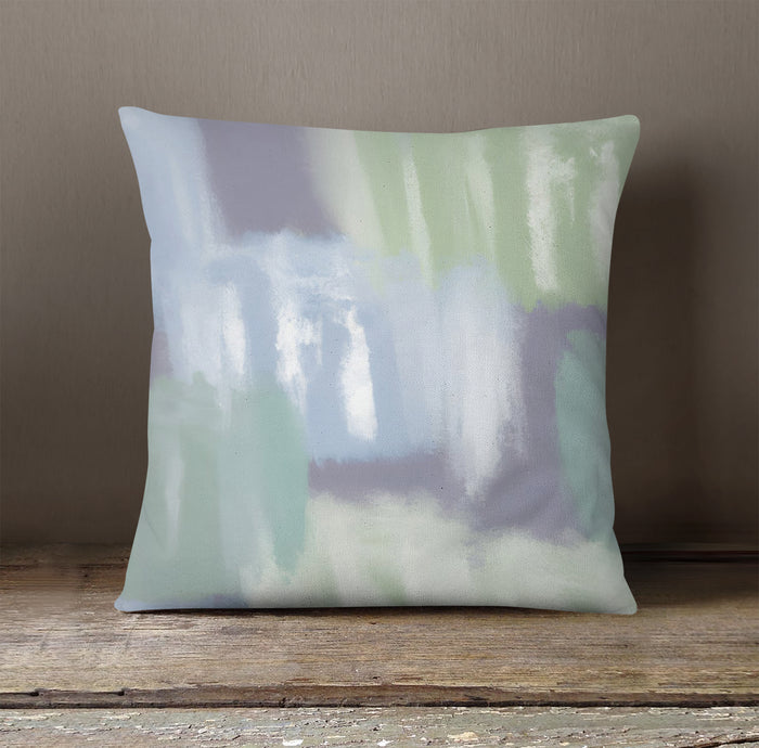 Soft Blue and Green Abstract Texture Pattern Throw Pillow Cover