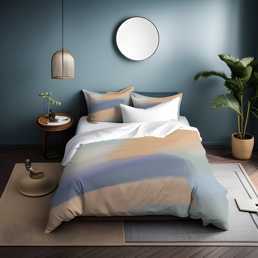 Muted Multicolor Abstract Brush Pattern Duvet Cover