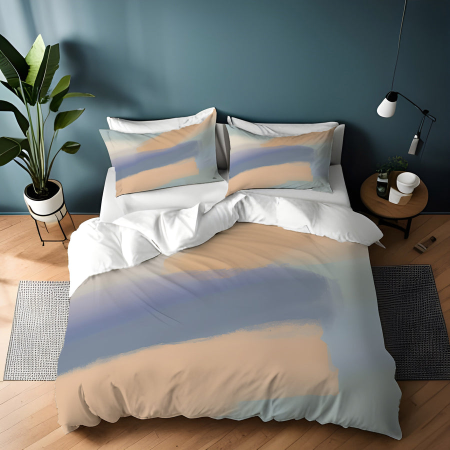 Muted Multicolor Abstract Brush Pattern Duvet Cover