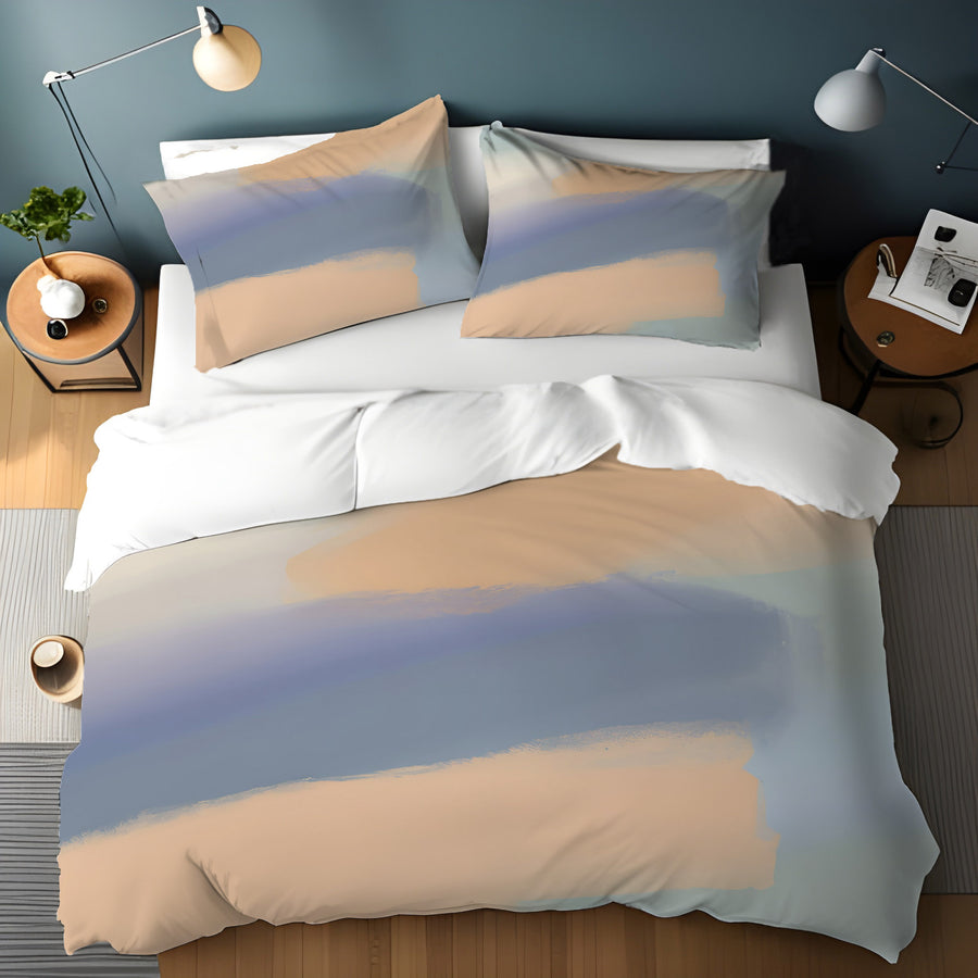 Muted Multicolor Abstract Brush Pattern Duvet Cover