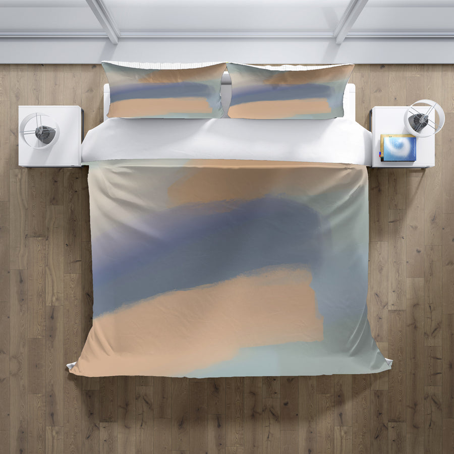 Muted Multicolor Abstract Brush Pattern Duvet Cover