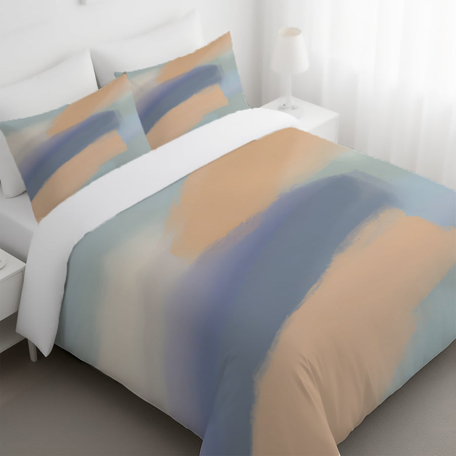 Muted Multicolor Abstract Brush Pattern Duvet Cover