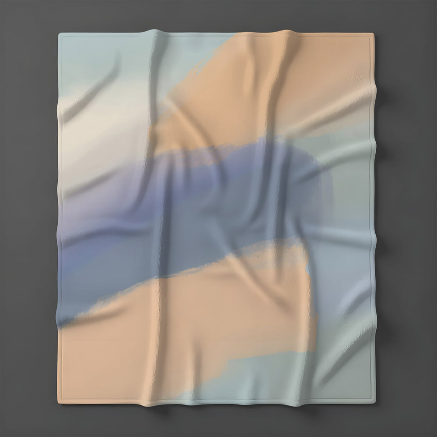 Muted Multicolor Abstract Brush Pattern Fleece Sherpa Blanket