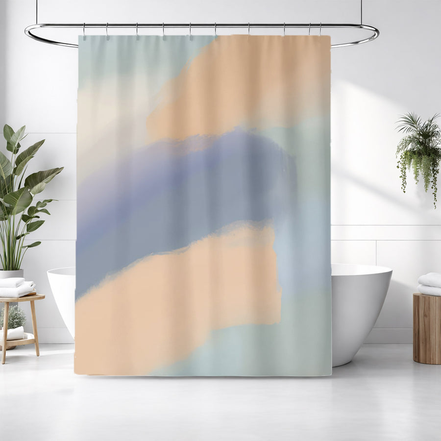 Muted Multicolor Abstract Brush Pattern Shower Curtain