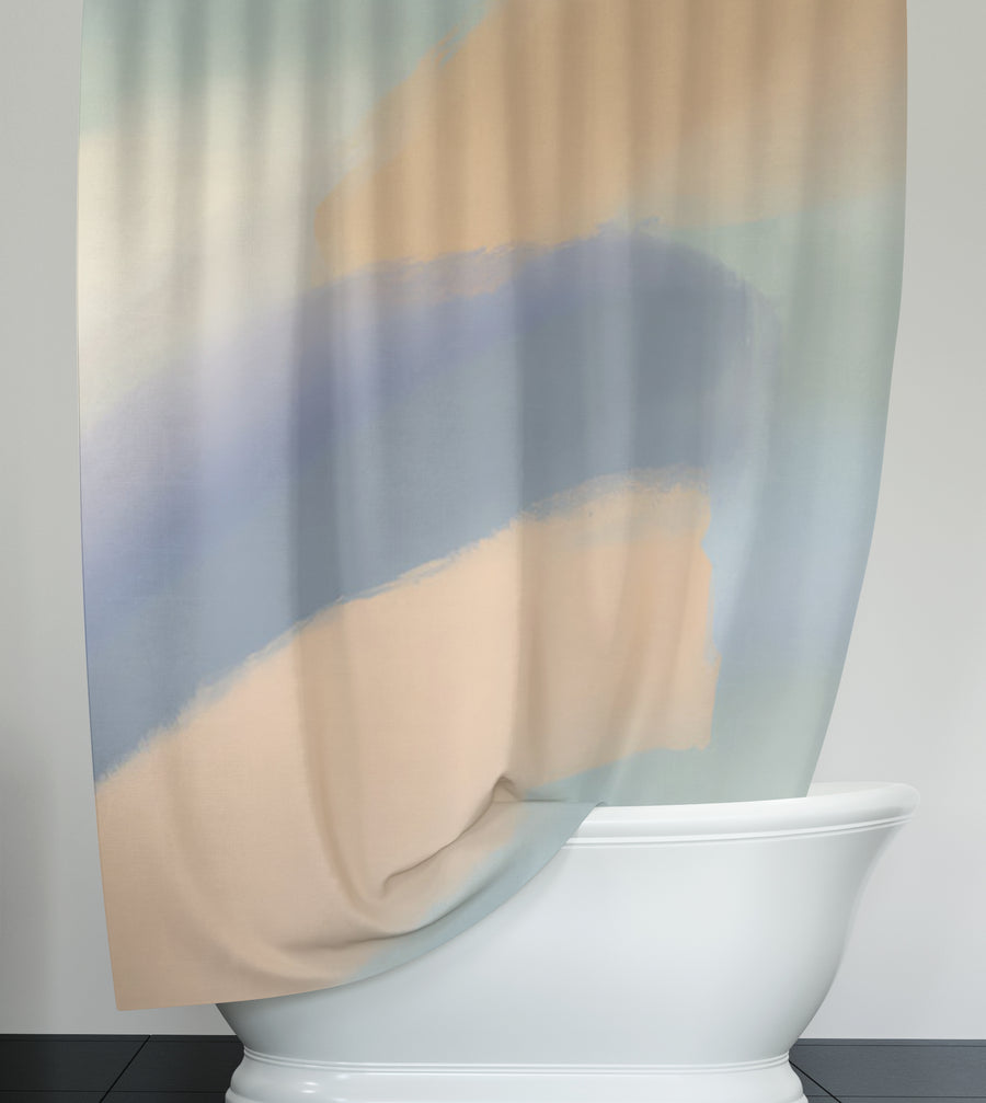Muted Multicolor Abstract Brush Pattern Shower Curtain