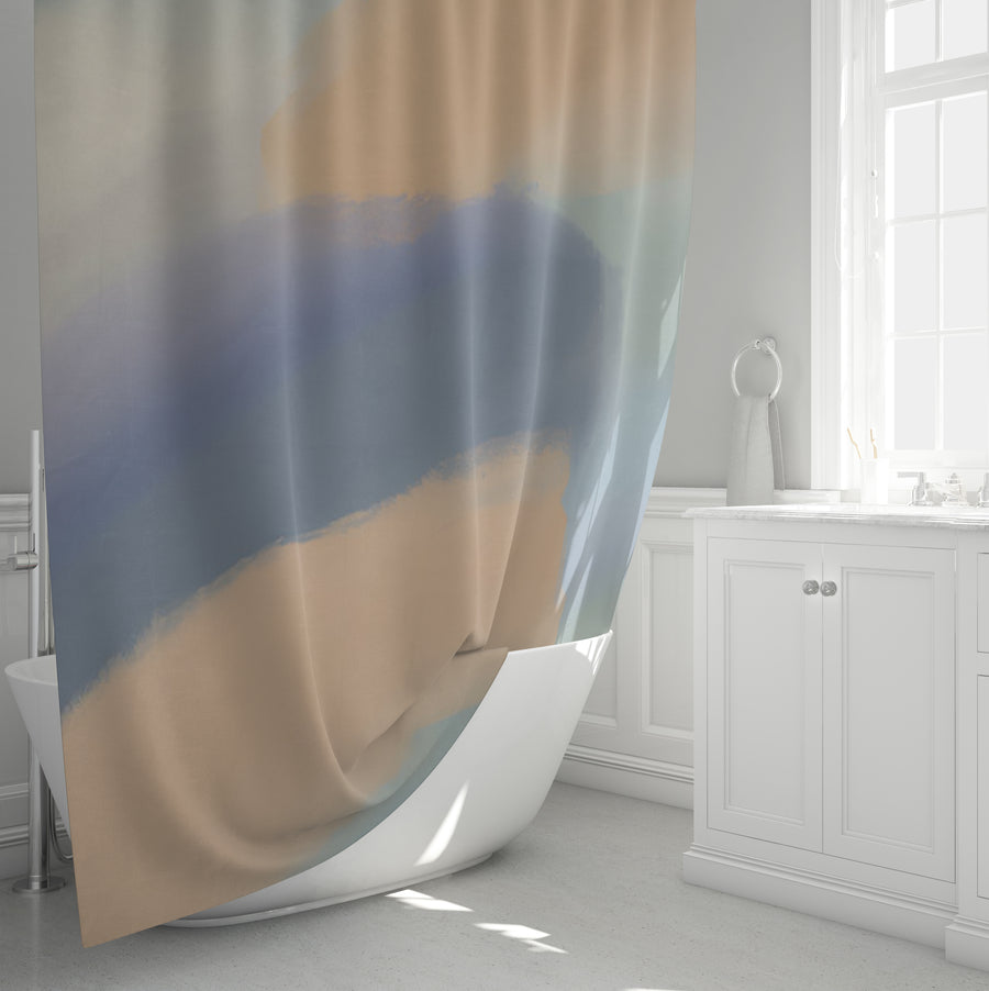 Muted Multicolor Abstract Brush Pattern Shower Curtain