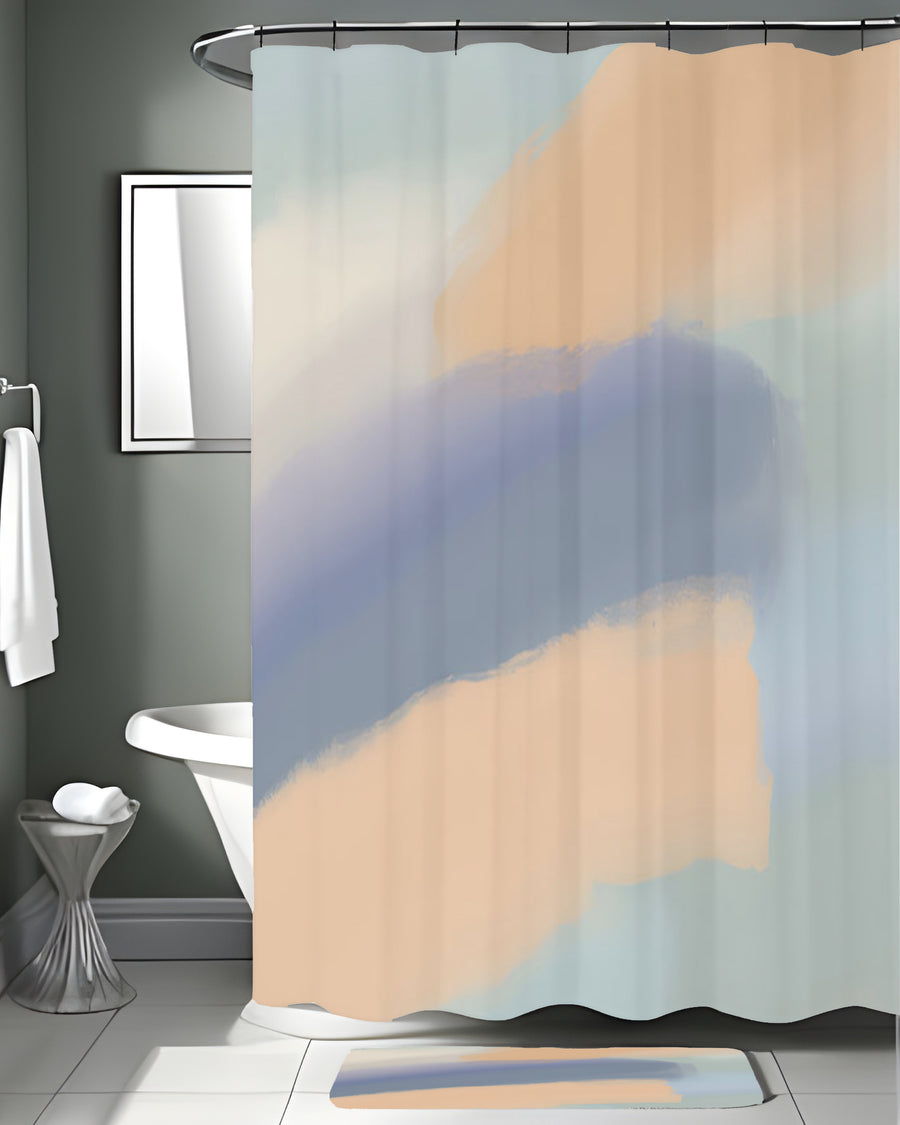 Muted Multicolor Abstract Brush Pattern Shower Curtain