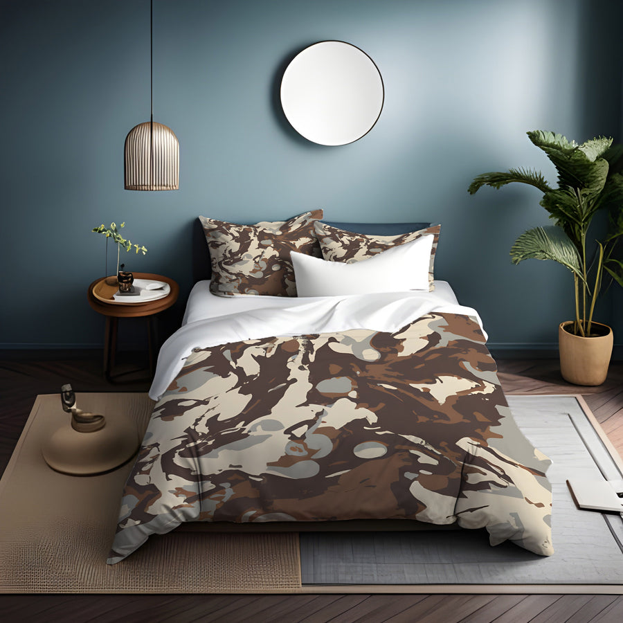 Brown Organic Camo Texture Pattern Duvet Cover