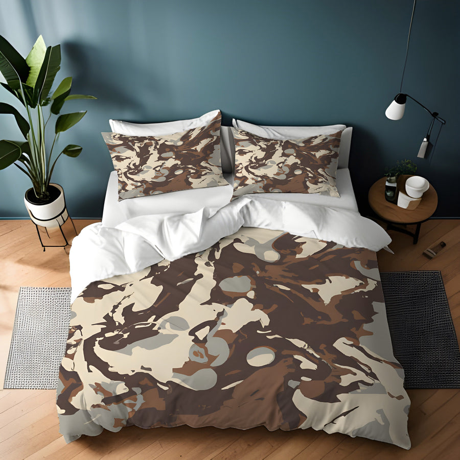 Brown Organic Camo Texture Pattern Duvet Cover