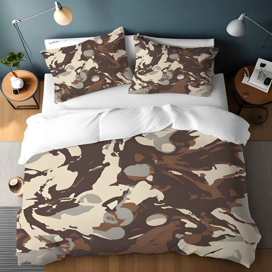 Brown Organic Camo Texture Pattern Duvet Cover