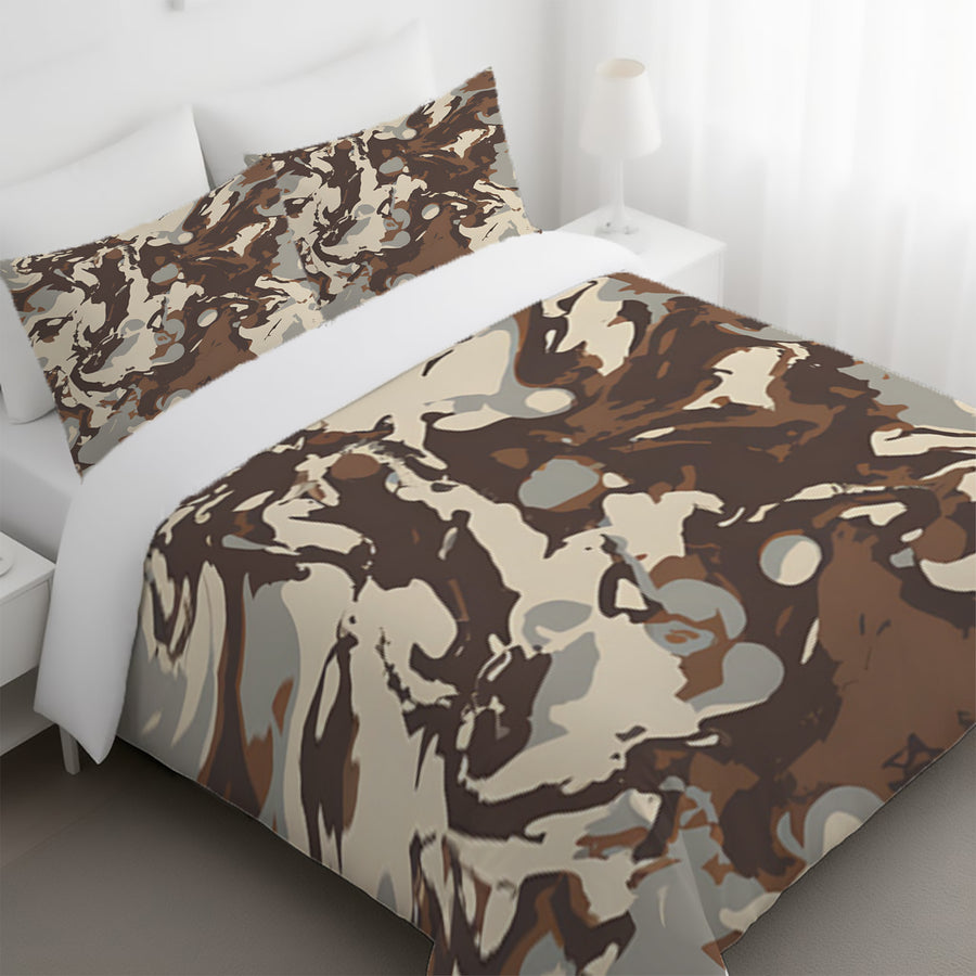 Brown Organic Camo Texture Pattern Duvet Cover