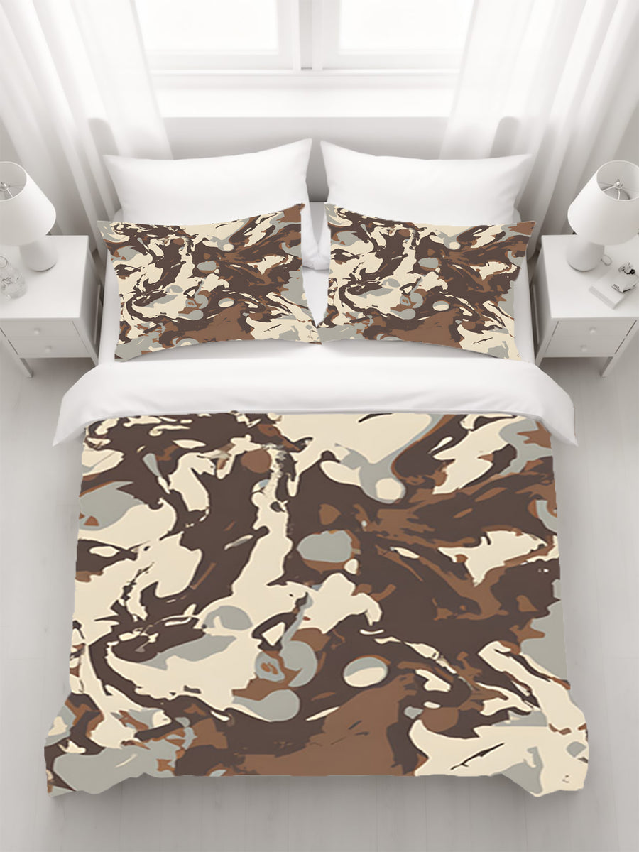 Brown Organic Camo Texture Pattern Duvet Cover