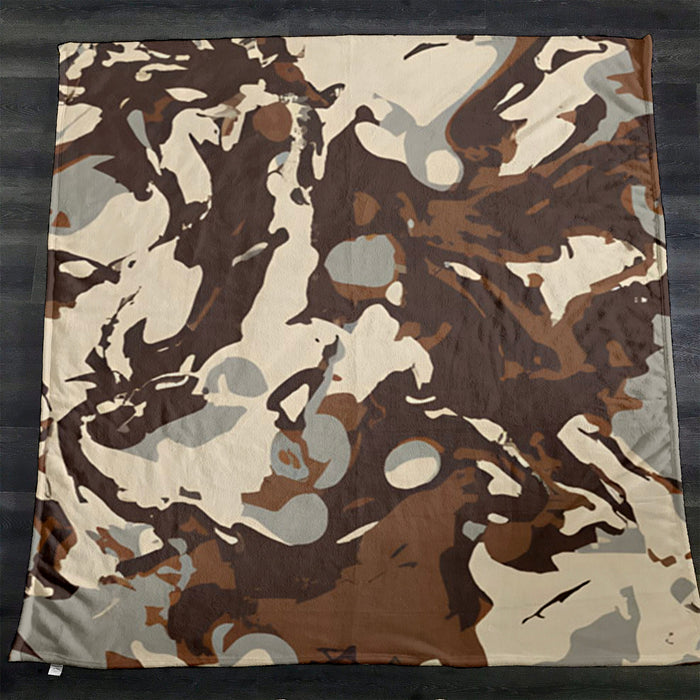 Brown Organic Camo Texture Pattern Fleece Sherpa Blanket