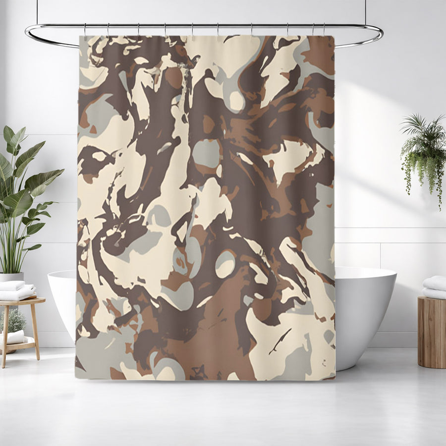 Brown Organic Camo Texture Pattern Shower Curtain
