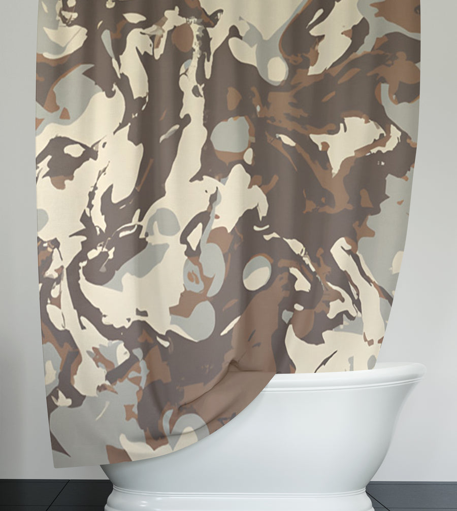 Brown Organic Camo Texture Pattern Shower Curtain