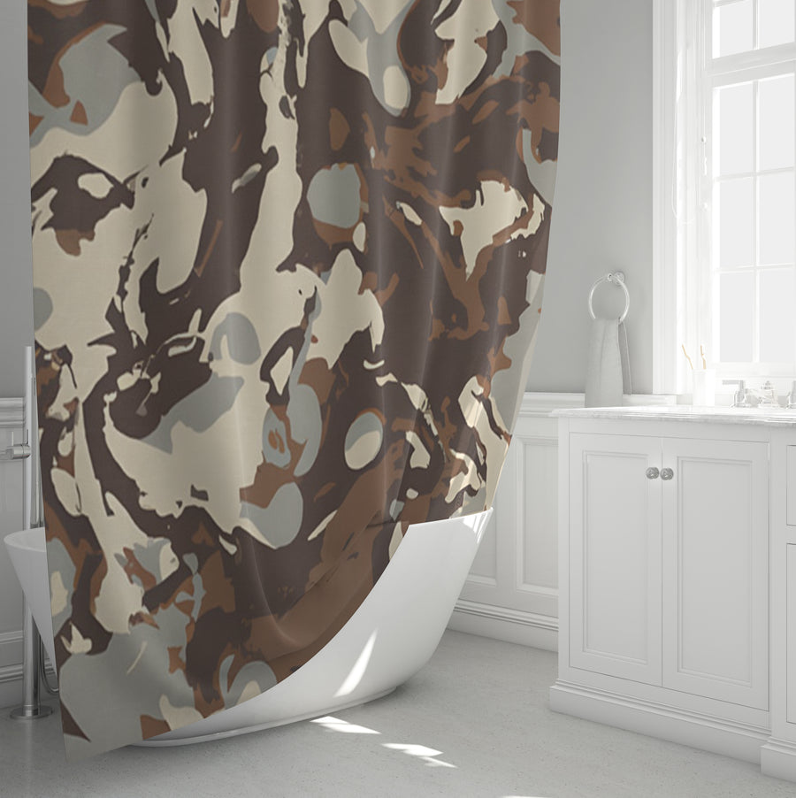 Brown Organic Camo Texture Pattern Shower Curtain