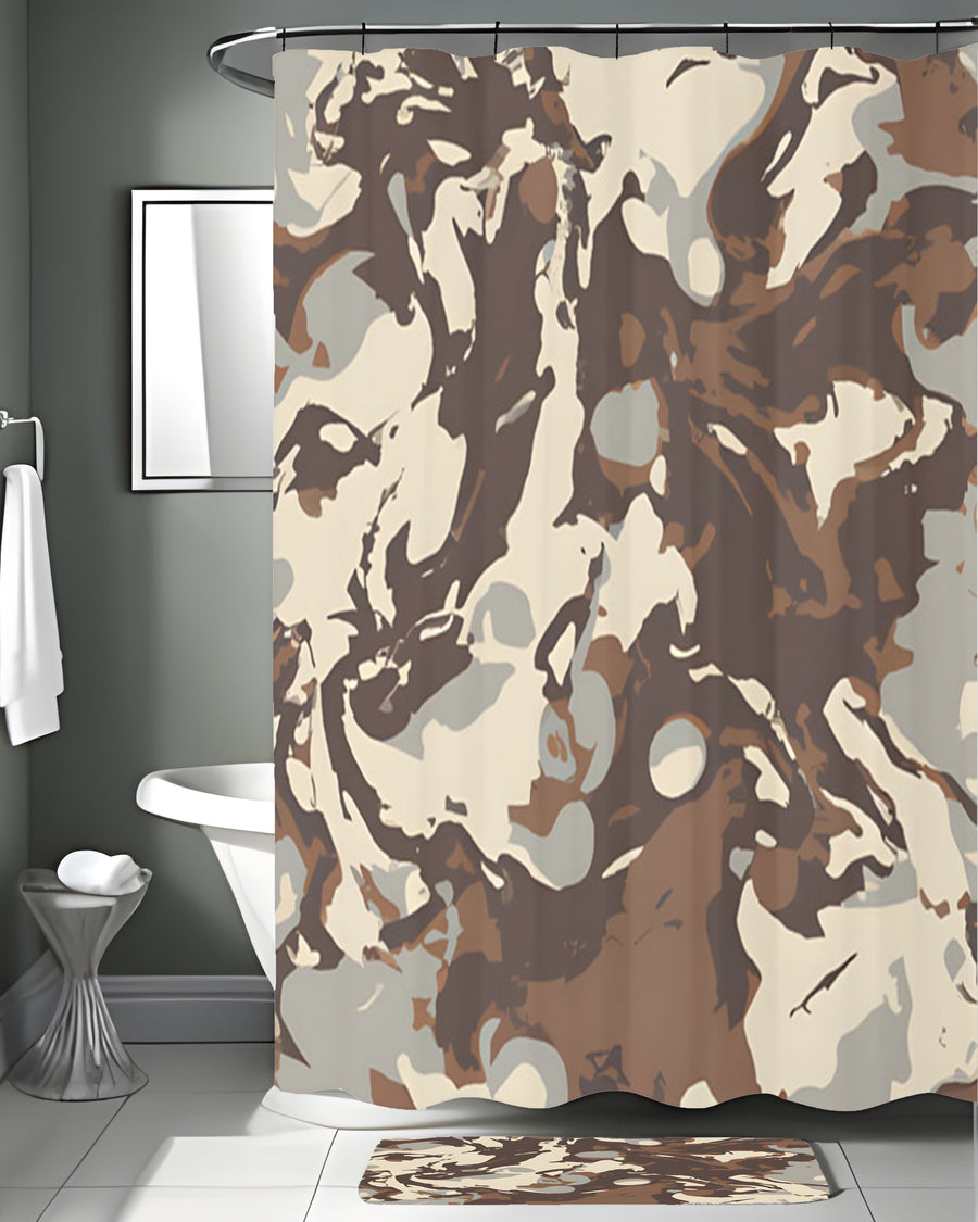 Brown Organic Camo Texture Pattern Shower Curtain