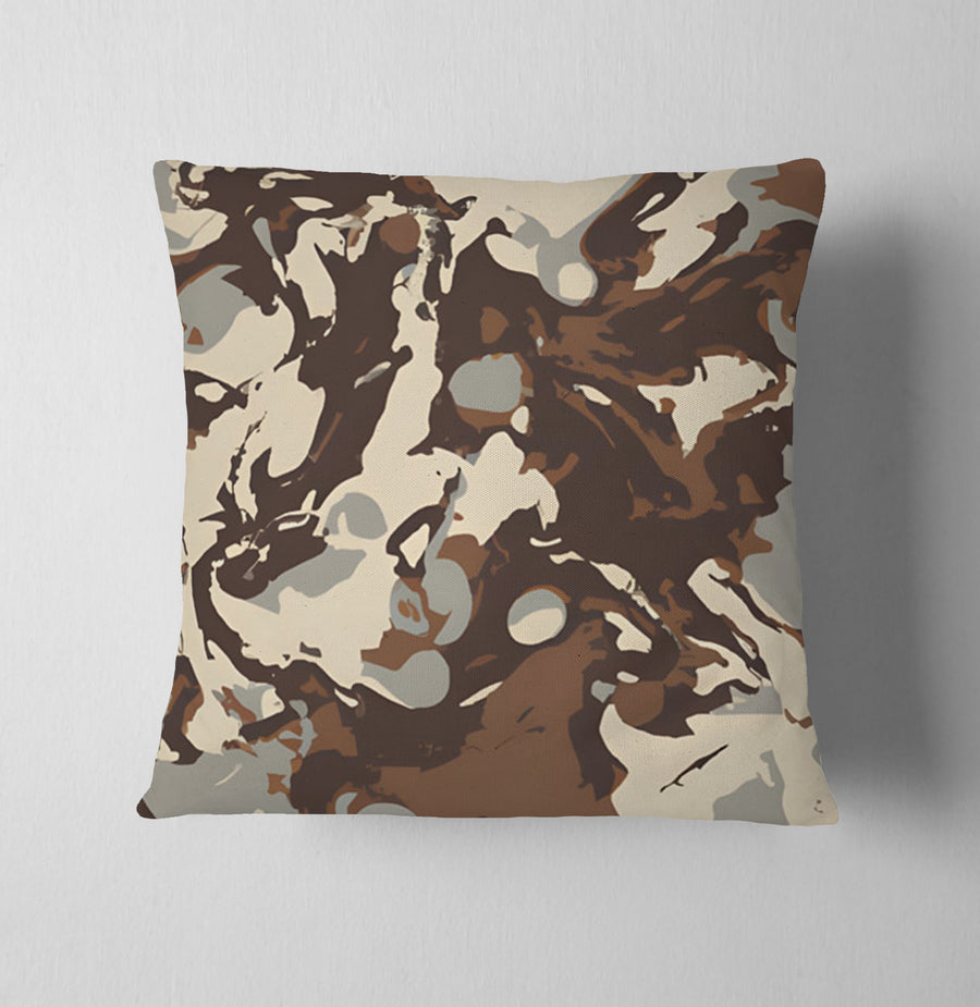 Brown Organic Camo Texture Pattern Throw Pillow Cover