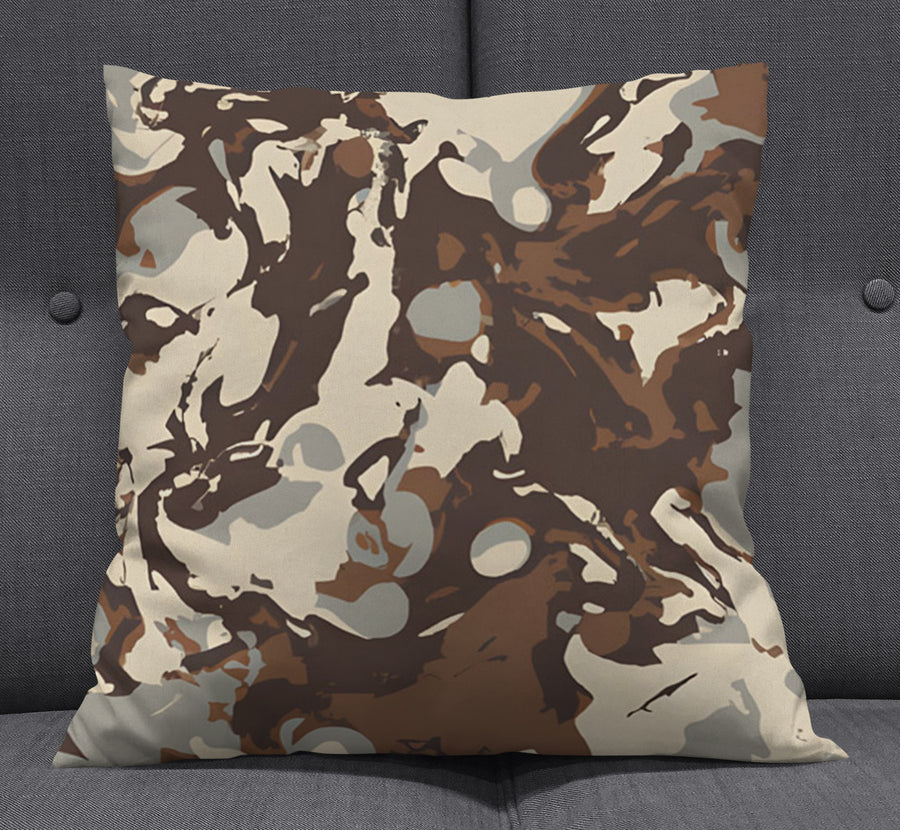 Brown Organic Camo Texture Pattern Throw Pillow Cover