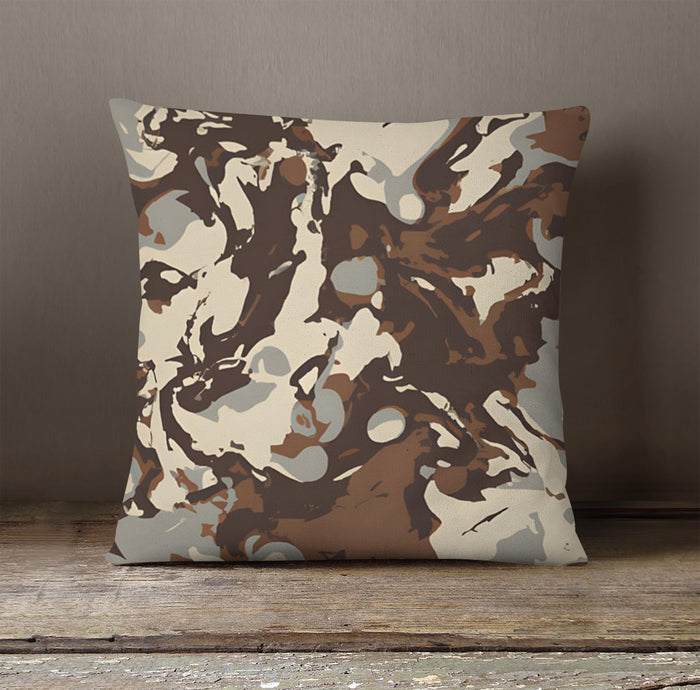 Brown Organic Camo Texture Pattern Throw Pillow Cover