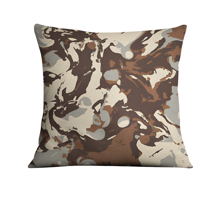 Brown Organic Camo Texture Pattern Throw Pillow Cover