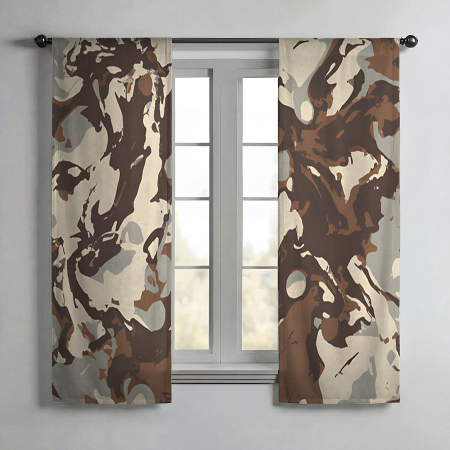 Brown Organic Camo Texture Pattern Window Curtains