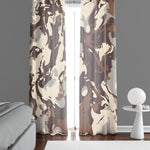 Color Swirl Window Curtains - Beige, Brown and Gray Arrid Camo - Deja Blue Studios