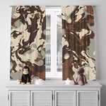 Color Swirl Window Curtains - Beige, Brown and Gray Arrid Camo - Deja Blue Studios