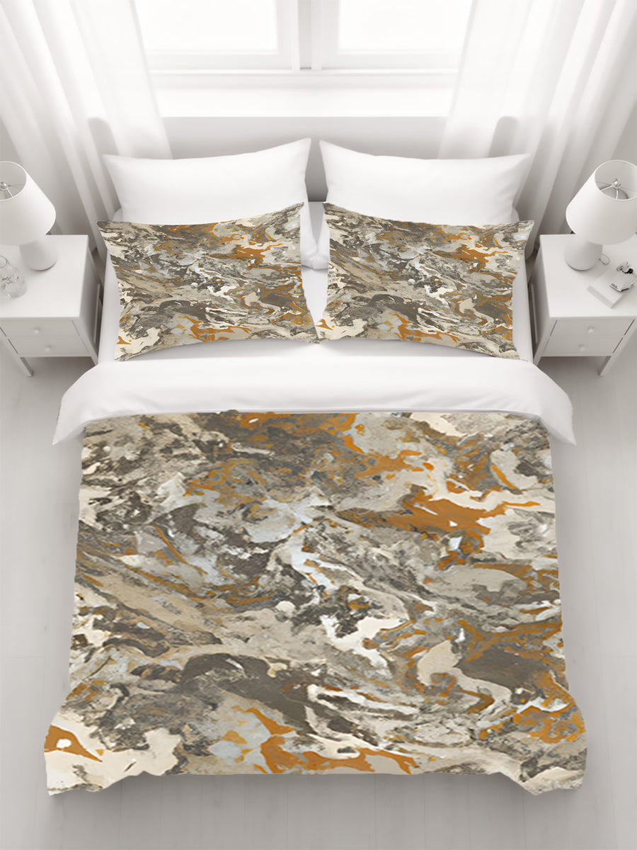 Gray and Beige Marble Camo Pattern Duvet Cover