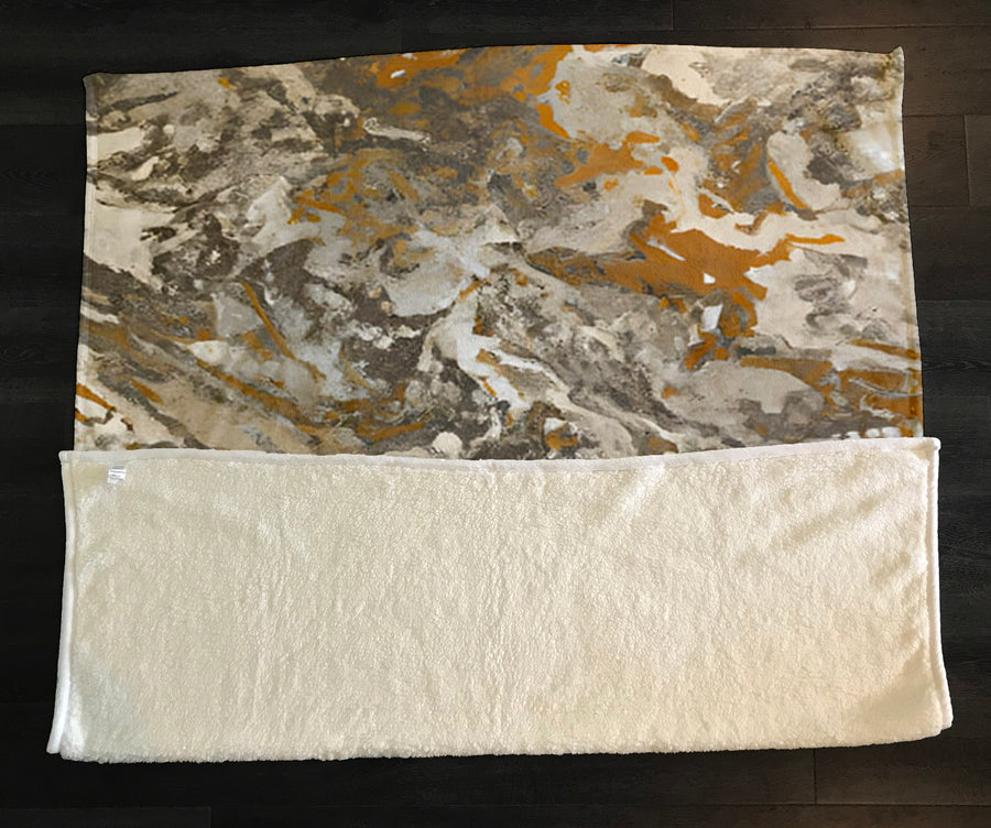 Gray and Beige Marble Camo Pattern Fleece Sherpa Blanket