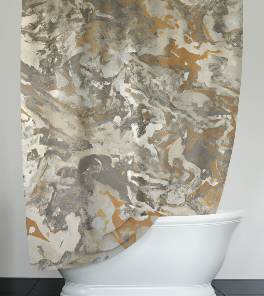 Gray and Beige Marble Camo Pattern Shower Curtain