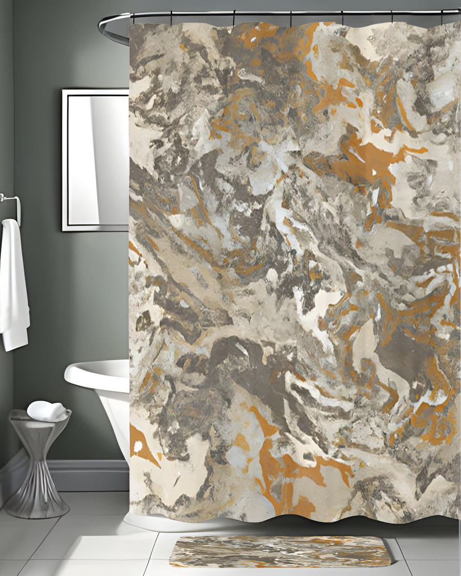 Gray and Beige Marble Camo Pattern Shower Curtain