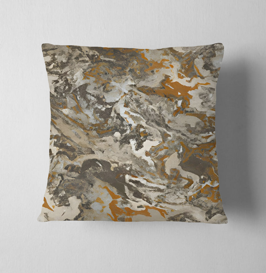 Gray and Beige Marble Camo Pattern Throw Pillow Cover
