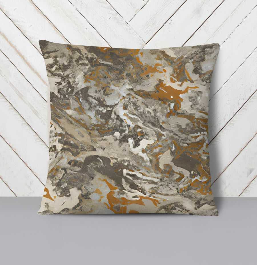 Gray and Beige Marble Camo Pattern Throw Pillow Cover