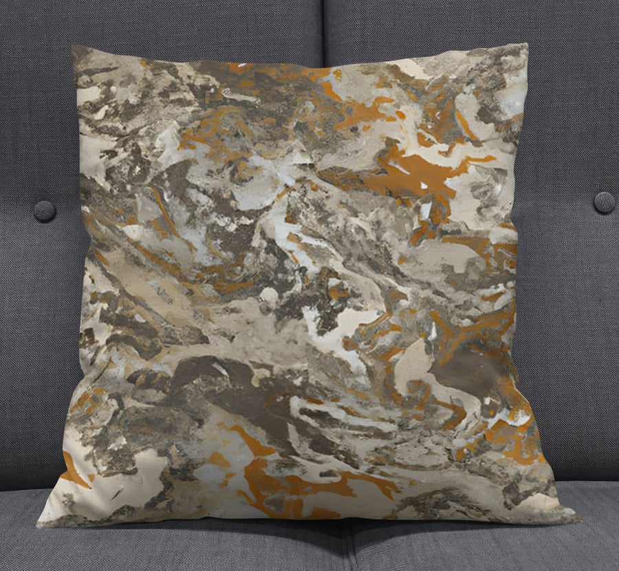 Gray and Beige Marble Camo Pattern Throw Pillow Cover