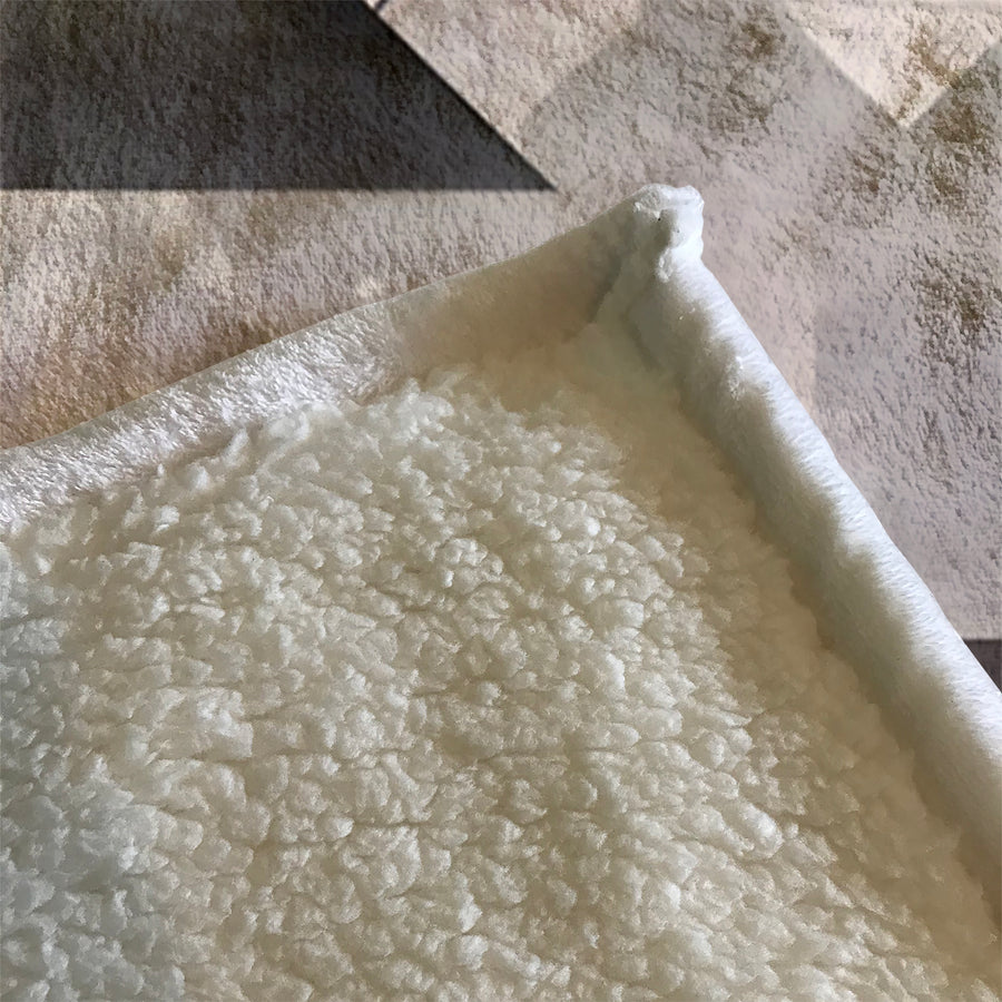 Gray Geometric Industrial Pattern Fleece Sherpa Blanket