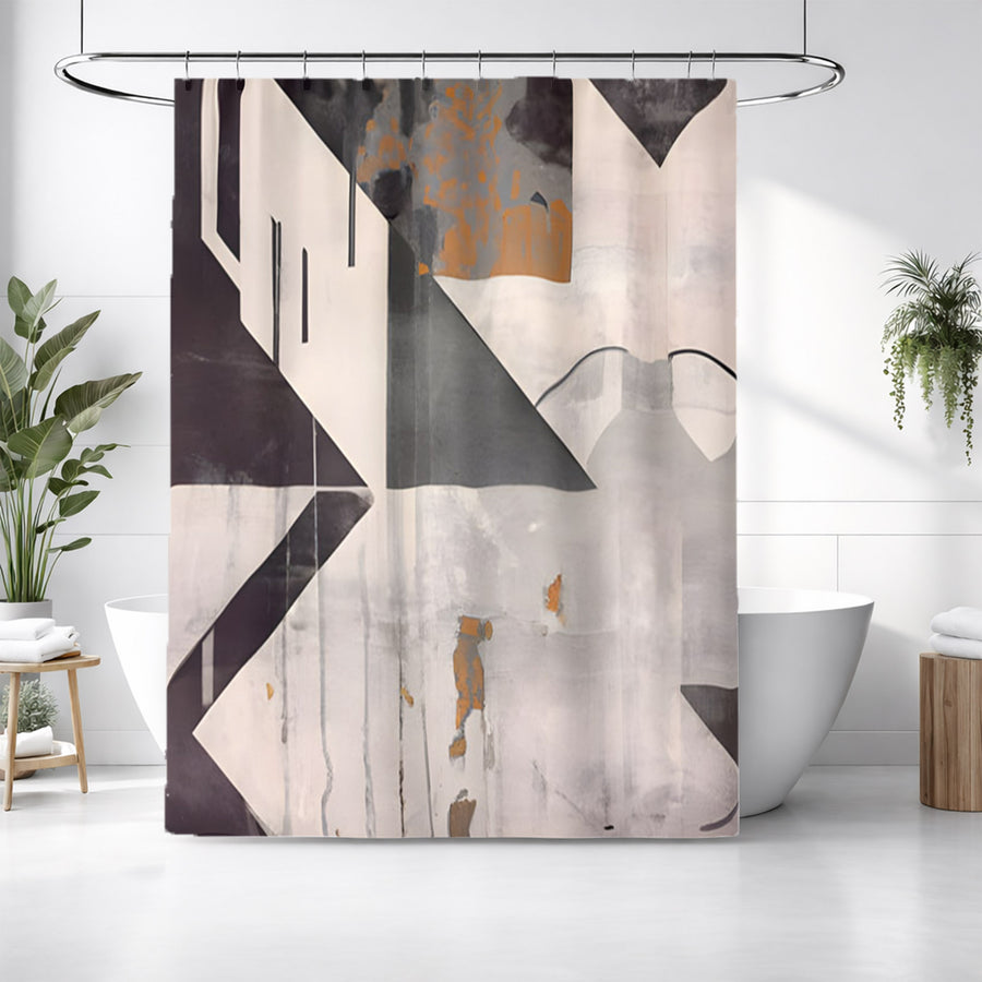 Gray Geometric Industrial Pattern Shower Curtain