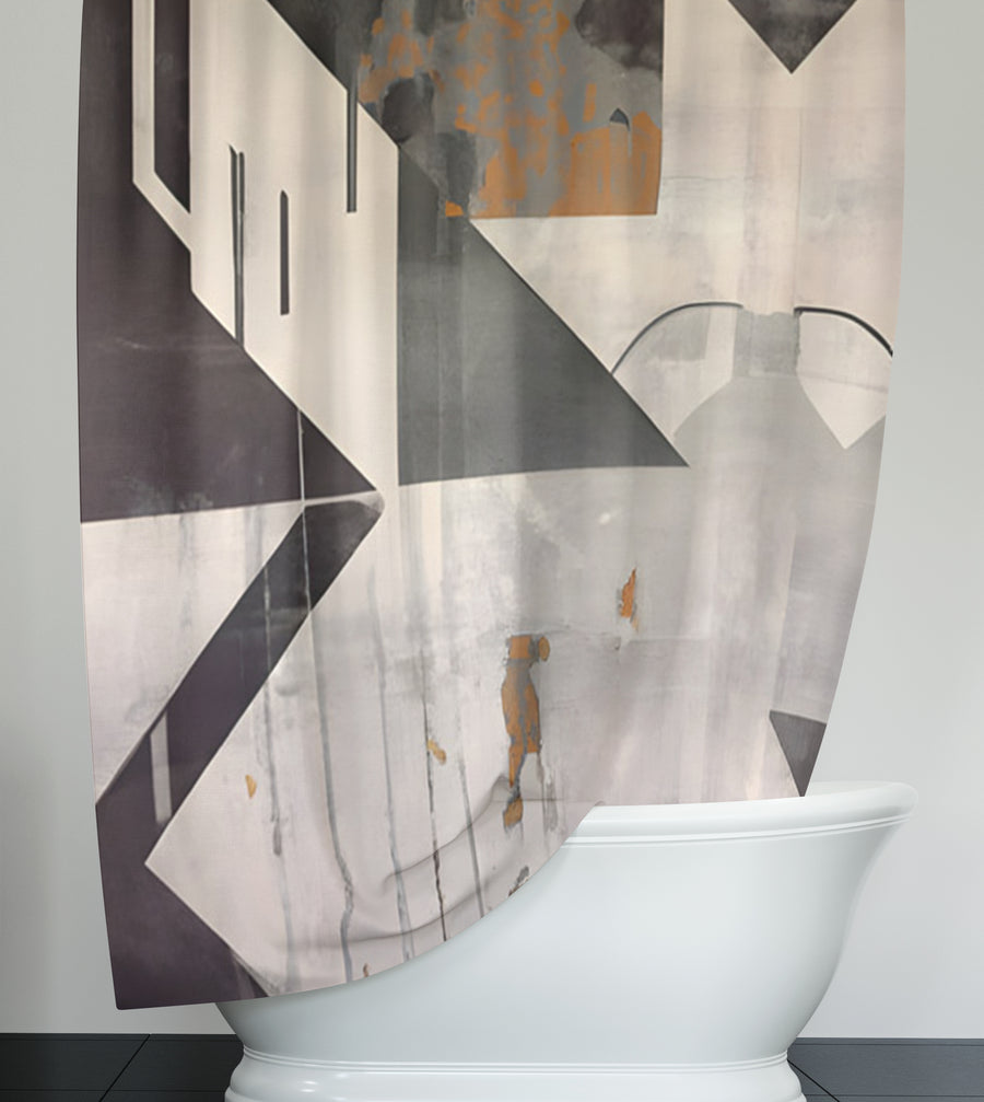 Gray Geometric Industrial Pattern Shower Curtain