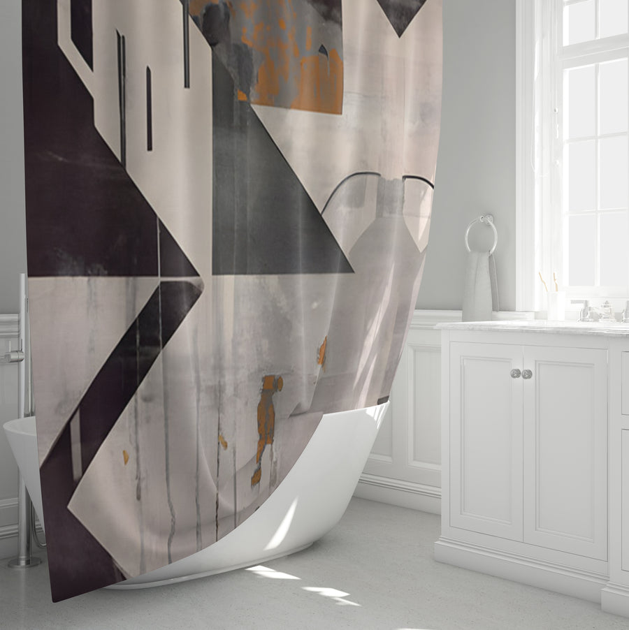 Gray Geometric Industrial Pattern Shower Curtain