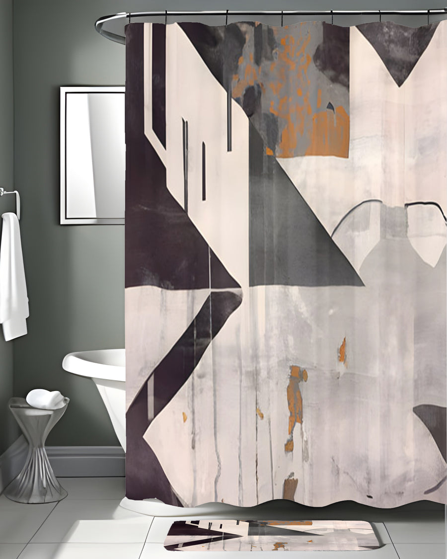 Gray Geometric Industrial Pattern Shower Curtain