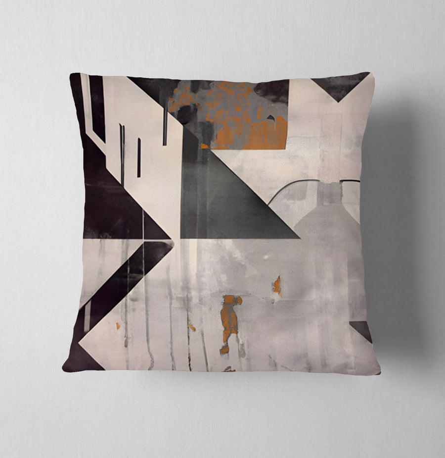 Gray Geometric Industrial Pattern Throw Pillow Cover