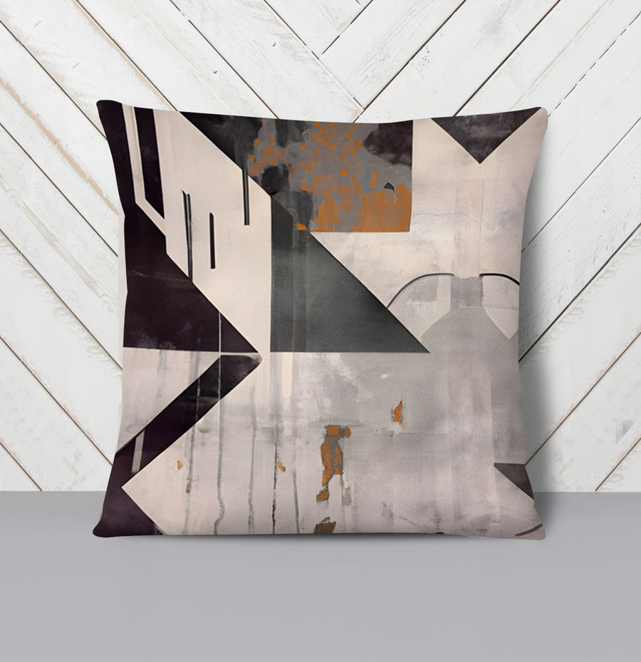 Gray Geometric Industrial Pattern Throw Pillow Cover
