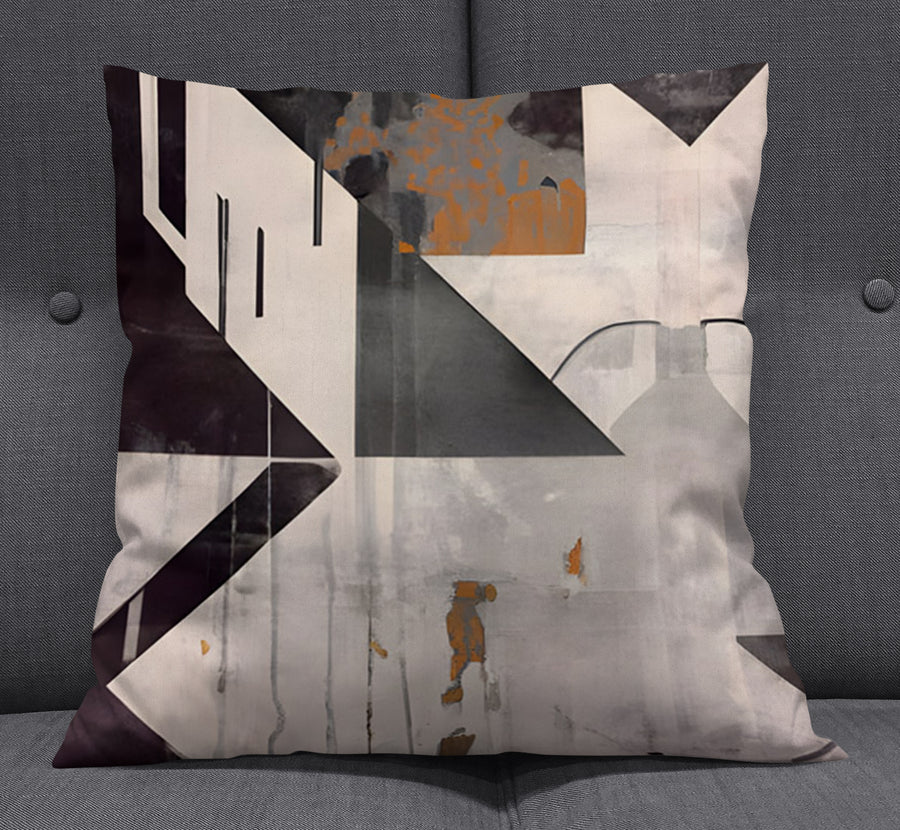 Gray Geometric Industrial Pattern Throw Pillow Cover